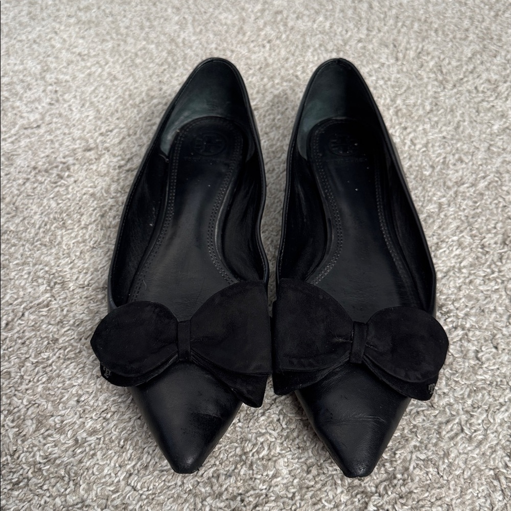 Tory Burch Rosalind Ballet Flat Black Leather 9